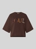 Smith and Soul Bluza o krótkim kroju o kroju boxy fit z wyhaftowanym logo Ciemnobrązowy
