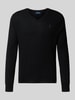 Polo Ralph Lauren Gebreide pullover van merinowol met V-hals Zwart