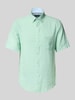 Fynch-Hatton Regular fit vrijetijdsoverhemd van een mix van linnen en katoen Lichtgroen