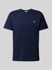 Lacoste T-shirt met labelstitching, model 'Basic' Marineblauw