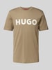 HUGO T-shirt z nadrukiem z logo model ‘DULIVIO’ Jasnobrązowy