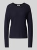 Marc O'Polo Denim Strickpullover mit geripptem Rundhalsausschnitt Marine