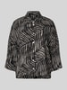 OPUS Relaxed-fit blouse van viscose, model 'Fiana palm leaves' Zwart