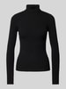Pieces Slim Fit Rollkragenpullover aus geripptem Viskose-Mix Modell 'MIRA' Black