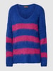 miss goodlife Gebreide pullover met streepmotief van een mix van wol en alpaca Marineblauw