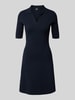 BOSS Sukienka mini taliowana z drobnym prążkowaniem Granatowy