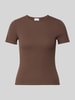 Jake*s Casual t-shirt z falistym brzegiem Ciemnobrązowy