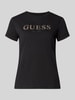 GUESS Regular fit t-shirt van puur katoen met logo-applicatie Zwart