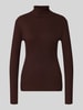 Soyaconcept Rollkragenpullover mit Rippstrickstruktur Dunkelbraun