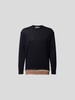 Maison Flaneur Pullover mit Kontrastbesatz Blau
