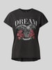 Only T-shirt met motiefprint, model 'LUCY' Zwart