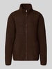 PIECES Relaxed Fit Teddyjacke mit Stehkragen Modell 'SAIDA' Dunkelbraun
