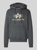 Alpha Industries Bluza z kapturem z nadrukiem z logo Antracytowy