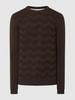 Selected Homme Pullover mit strukturiertem Muster Modell 'Romen' Dunkelbraun
