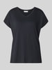 Christian Berg Woman t-shirt z mieszanki wiskozy i elastanu z dekoltem w serek Czarny