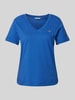 Gant T-shirt met V-hals Jeansblauw