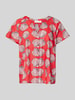 Christian Berg Woman Regular fit blouse met V-hals Lichtrood