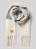 OPUS Schal mit Fransen und Label-Detail Modell 'Allanis' Hellgrau