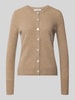 Christian Berg Woman Cardigan van wol met ronde hals Camel
