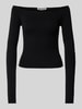 Review Cropped Strickpullover mit U-Boot-Ausschnitt Black