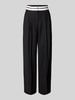 Marc Cain Wide leg stoffen broek met bandplooien Zwart