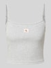Calvin Klein Jeans Korte top met labeldetail Lichtgrijs gemêleerd