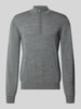 MAERZ Muenchen Regular fit sweatshirt van zuivere scheerwol met schipperskraag Middengrijs