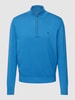 Fynch-Hatton Strickpullover mit Label-Stitching Modell 'Troyer' Ozean Blau