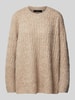 Vero Moda Comfort Fit Strickpullover mit Struktur-Strick Modell 'ELYA' Taupe