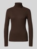 Soyaconcept Slim fit shirt met lange mouwen van viscosemix, model 'Dolli' Chocoladebruin gemêleerd