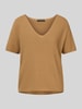 Oui Bluzka z dzianiny z dekoltem w serek Camel