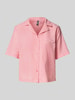 Pieces Regular fit overhemdblouse van een mix van katoen en linnen, model 'PIA' Roze