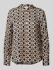 s.Oliver BLACK LABEL Regular fit blouse met lange mouwen, all-over motief en biezen Cognac