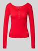 Pieces Slim Fit Langarmshirt mit Baumwolle Modell 'KITTEN' Rot