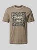 JOOP! Jeans T-shirt met labelprint Taupe gemêleerd