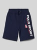 Polo Sport Regular Fit Sweatshorts mit Label-Print Marine