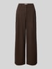 MSCH Copenhagen Baggy Fit Stoffhose mit gelegten Falten Modell 'Henrika' Mittelbraun