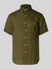 Polo Ralph Lauren Custom Fit Leinenhemd mit Button-Down-Kragen Oliv