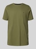 Fynch-Hatton T-shirt z wyhaftowanym logo Khaki melanż