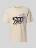 Jack & Jones T-Shirt mit Label-Print Modell 'JAXON' Offwhite