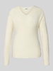 Only Regular Fit Strickpullover mit V-Ausschnitt Modell 'CAMILLA' Offwhite Melange