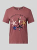 Only T-shirt z cekinowym obszyciem model ‘KITA’ Fiołkoworóżowy