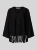 Herzensangelegenheit Poncho van een mix van katoen en kasjmier Zwart