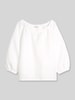 Marc O'Polo Regular Fit Bluse aus reinem Leinen mit Carmen-Ausschnitt Weiss