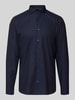 OLYMP Level Five Regular fit zakelijk overhemd met structuurmotief Marineblauw