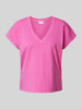 Jake*s Casual T-Shirt mit V-Ausschnitt Fuchsia Melange