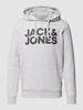 Jack & Jones Hoodie met labeldetail, model 'ECORP' Lichtgrijs gemêleerd