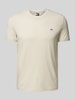 Tommy Jeans T-shirt o kroju slim fit z wyhaftowanym logo Beżowy melanż