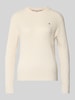 Tommy Hilfiger Regular fit pullover met kabelpatroon Ecru