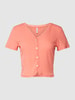 Only Cropped T-Shirt mit Spitzenbesatz Modell 'CILLE' Apricot